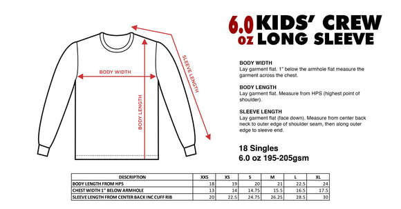 Kids Crew Neck Long Sleeve XXS-XL