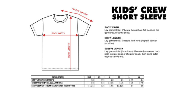 Kids Crew Short Sleeve  XXS-XL